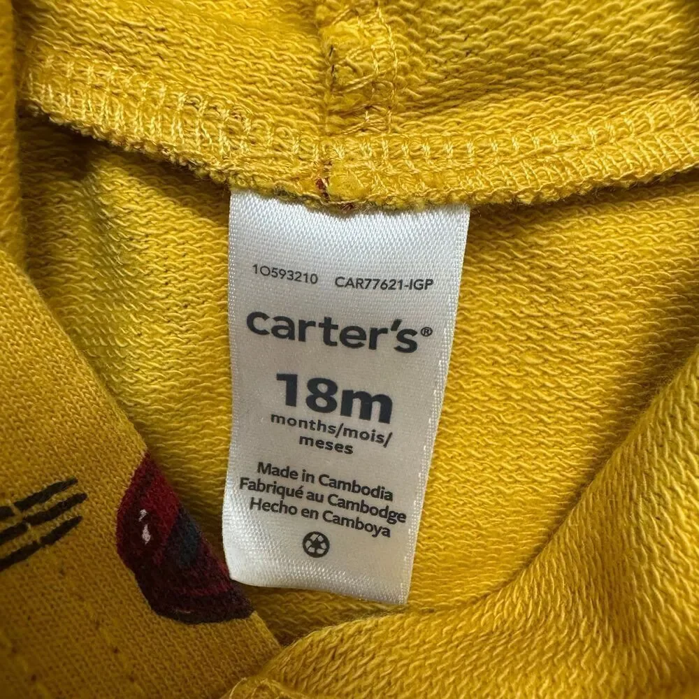 Carter’s Baby Boy Cars Long Sleeve Top Hooded 18M NWT